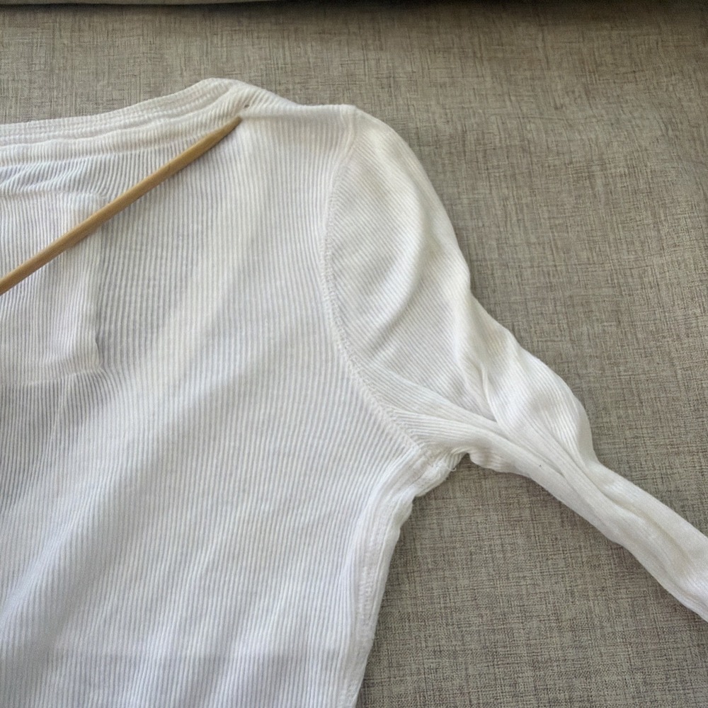 Y2K Vintage Abercrombie Babydoll V Neck Ribbed T Elena Gilbert Bella Swan - Picture 8 of 15